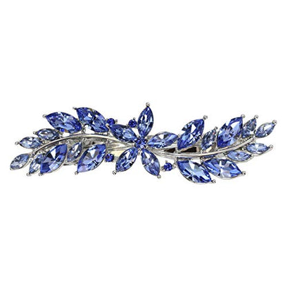 Faship Gorgeous Blue Rhinestone Crystal Small Floral Hair Barrette Clip - color: Blue