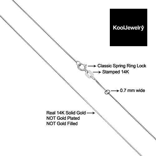 Kooljewelry 14k White Gold Box Chain Pendant Necklace for Women (0.6mm, 0.7mm, 0.8mm or 1mm/ lengths from 13 to 30 inches) - size: 16 inch, style: 0.7 mm wide