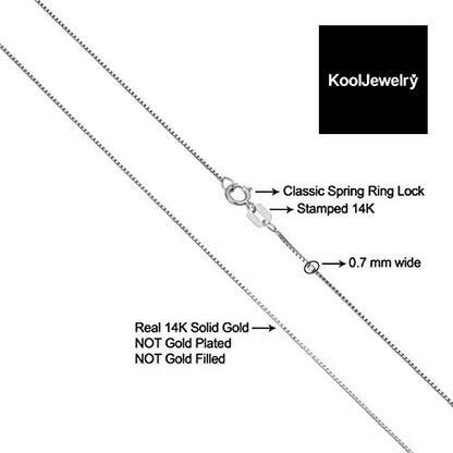 Kooljewelry 14k White Gold Box Chain Pendant Necklace for Women (0.6mm, 0.7mm, 0.8mm or 1mm/ lengths from 13 to 30 inches) - size: 20 inch, style: 0.7 mm wide