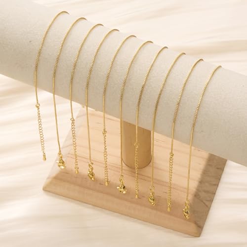 YOUBEIYEE 10PCS 18 Inches Adjustable Gold Plated Small Box Necklaces Bulk | for Women Jewelry Making DIY - color: Gold Box