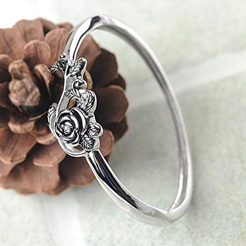 Tiny Rose Flower Silver Ring, Stacking Rings for Women Small Dainty 925 Silver Plated Ring Delicate Everyday Ring for Women Minimalist Personalized Jewelry