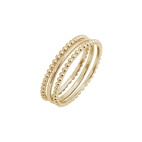 Amazon Essentials 14K Gold or Rhodium Plated Sterling Silver Stacking Ring Set of 3 - color: Yellow Gold, size: 5