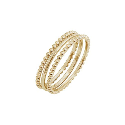 Amazon Essentials 14K Gold or Rhodium Plated Sterling Silver Stacking Ring Set of 3 - color: Yellow Gold, size: 5