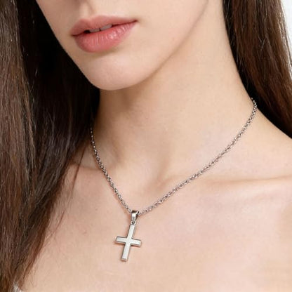 Stainless Steel No Tarnish Cross Pendant Charm Christian Jewelry for Women Men Jewelry Making Necklace Bracelet Silver - style: Small size:14mm*21mm