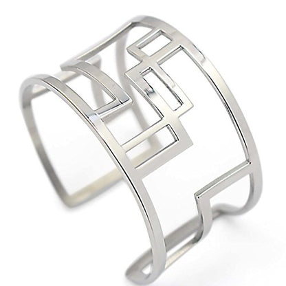 Women's Stainless Steel Hollow Out Geometric Open Cuff Bangle Bracelets Wide Armband