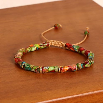 7 Chakra Bracelet Bohemian Handmade Leather Wrap Healing Protection Natural Stone Yoga Beaded Bracelets Boho Friendship Jewelry - color: Colorful
