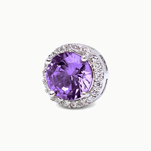 SWEETV Cubic Zirconia Stud Earrings, 8mm Round Cut, Rhinestone Hypoallergenic Earrings for Women & Girls | 9mm Round Cut Hypoallergenic 925 Sterling Silver Stud Earrings for Bridal Bridesmaid Prom Weddings Parties,Silver - color: 09.Violet