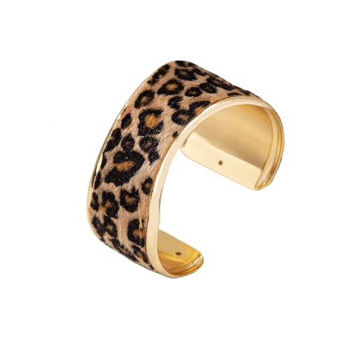 COLORFUL BLING Metal Punk Leopard Print Bangle Bracelet for Women Wide Chunky Gold Stackable Wrapped Open Cuff Bracelets Wristband Statement Jewelry - style: style 6