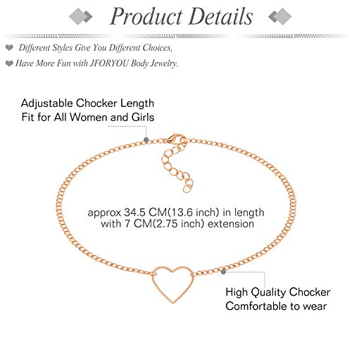 Nipple Ring with Choker Necklaces Stainless Steel Nipple Rings Chain Heart Cat Head Punk Chokers for Women Nipple Barbell Piercing Jewelry - color: Rose Gold - Heart Style