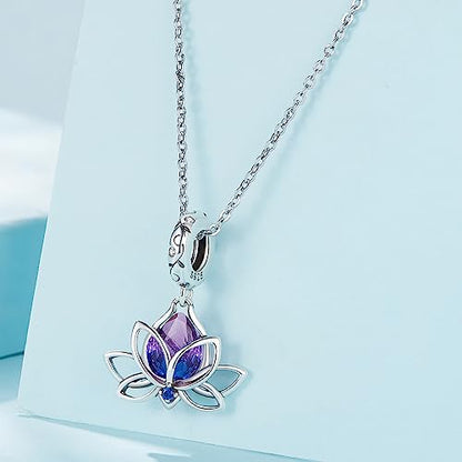 BISAER 925 Sterling Silver Charms for Bracelets Cat Dog Sloth Animal Beads Butterfly Fairy Heart Dangle Pendant Charms - color: Water-lily