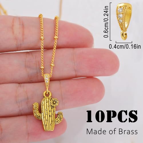 stino 10PCs Small Pendant Bail Clasps for Jewelry (18K Gold Plated) | 10 Pack, Jewelry Connectors, Necklace Bails ,Secure, Jewelry Making - color: 18K Gold Plated