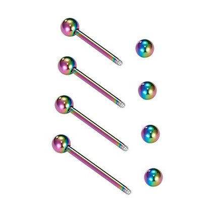 VCMART Nipple Rings Tongue Rings Stainless Steel 14G Straight Barbells Piercing Jewelry 12mm,14mm,16mm,18mm - color: 5 -rainbow