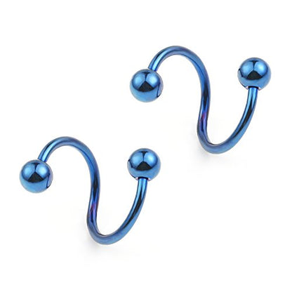 Ruifan 16G Stainless Steel Twist Ear Plug Earring Spiral Helix Stud Lip Ring Body Piercing Jewelry 8mm 10mm - style: 6Pairs - 10mm Mix Color