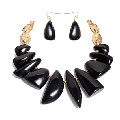 Bocar Chunky Beaded Necklace - color: Black-Set