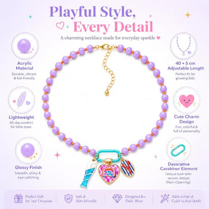 LIU JUN Colorful Beaded Necklace for Women, Chunky Boho Fish Starfish Conch Pendant Acrylic Bead Necklaces Cute Y2K Summer Beach Jewelry Gifts - color: Love+Fish
