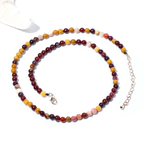 Simple 4mm Gemstones and Crystals Choker Necklace Unisex 16"-18" | Necklaces for Women Men, Adjustable, 40-45 cm Chain Length, Handmade, Spiritual Gemstones, Positive Energy, Daily Wear - style: Egg Yolk Stone
