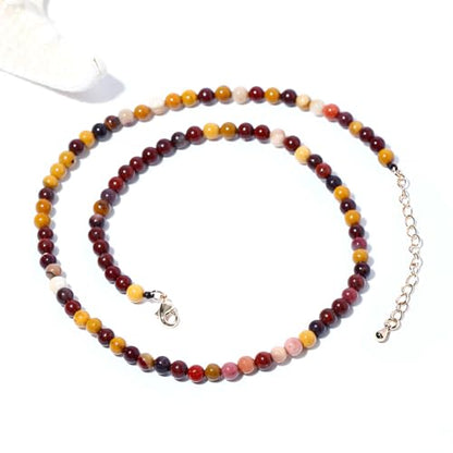 Simple 4mm Gemstones and Crystals Choker Necklace Unisex 16"-18" | Necklaces for Women Men, Adjustable, 40-45 cm Chain Length, Handmade, Spiritual Gemstones, Positive Energy, Daily Wear - style: Egg Yolk Stone