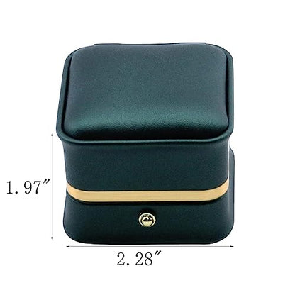 MY MIRONEY PU Leather Ring Box, Blackish Green | Jewelry Gift Case Ring Storage Case for Proposal, Engagement, Wedding (2.28" x 2.28" x 1.97") - style: Ring Box(Type A); Blackish Green