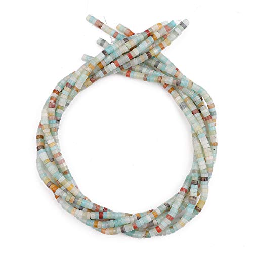 BEADIA Natural Amazonite Spacer Beads Caps Loose Semi Gemstone for Beading Jewelry Making 4mmx2mm 38cm - color: Amazonite, size: Round 4mm x 2mm