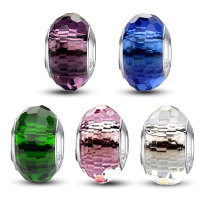 MICOO 925 Sterling Silver Charms for Bracelets,Fashion DIY Dangle Pendants Beads Simulated Birthstone Charms,Birthday Gifts for Women - color: 5 styles charms
