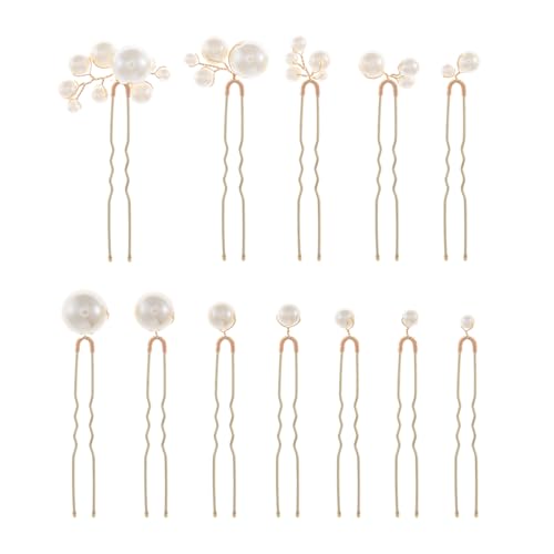 12 Pieces Bridal Wedding Hair Pins Handmade Pearl Bridal Hair Accessories for Brides Women Girls Gold - color: Gold