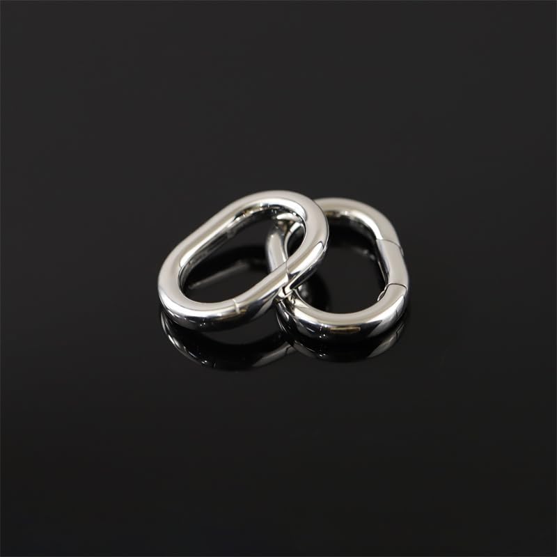1Pc Oval Spring Clasps Clips Connector Rings for Keychain DIY Crafts (Silver-I) - color: Silver-I