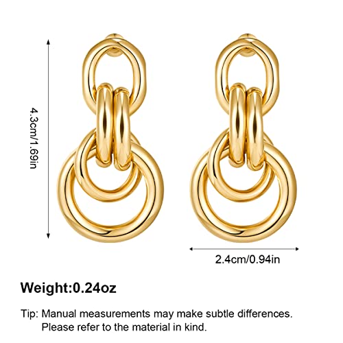 Gold Chunky Earrings for Women Geometric Knot Link Drop Dangle Earrings 14K Gold Plated Statement Earrings Trendy Gold Jewelry - color: Style 4