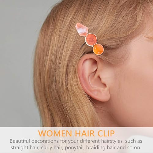 Geometric Marble Acrylic Hair Clip Set 6pcs, Polygonal Snap Barrettes for Women, Stylish Hair Accessories for Everyday and Party Wear