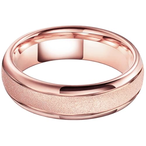 TUTISS 6mm 8mm Black/Gold/Rose Gold/White Tungsten Rings for Men Women Fashion Engagement Wedding Bands Sandblasted Finish I Love You Engraved Comfort Fit - color: 6mm Rose Gold Tungsten I Love You