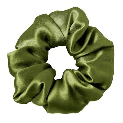 LilySilk Silk Hair Scrunchy, 100% Mulberry Silk Ponytail Holder, Frizz & Breakage Prevention, No Damage, Dark Green, 1 Count - color: Dark Green