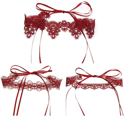 Pink Lace Choker Necklace Set, 10 Pieces - color: Red-3