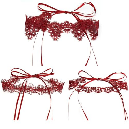 Pink Lace Choker Necklace Set, 10 Pieces - color: Red-3