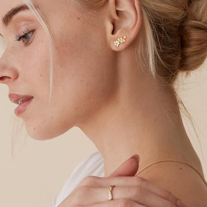 Star 14K Gold Plated Ear Cuff Earrings for Women Non Piercing, Dainty Silver Plated Clip on Cartilage Ear Cuff Non Pierced Trendy CZ Northstar Starburst Sparkling Climber Clawer Earring Jewelry - style: Flower Cluster-2
