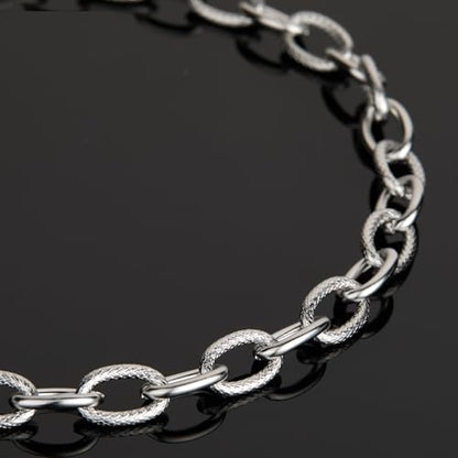 UMAOKANG Stainless Steel Chain for Jewelry Making Embossed Oval Chains Bulk | 2 Yard Silver Chain Necklace DIY for Men and Women Permanent Jewelry Supplies Findings - color: Oval (Steel)