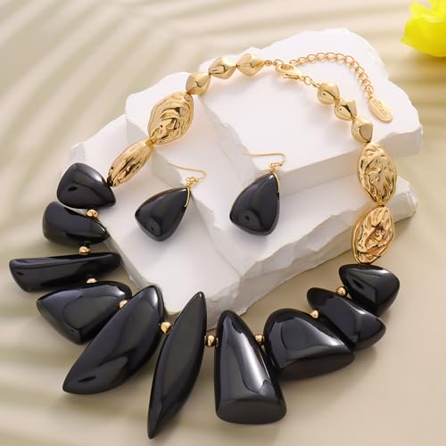Bocar Chunky Beaded Necklace - color: Black-Set