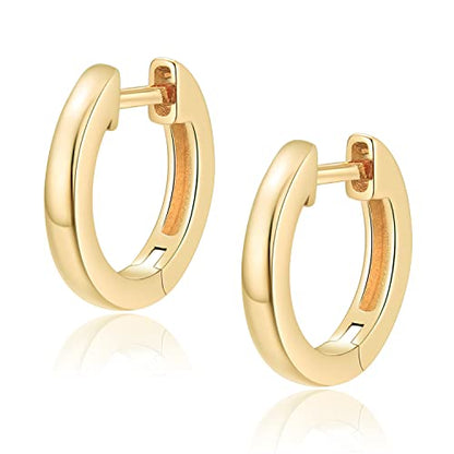 14K Gold Plated Hoop Earrings for Women with 925 Sterling Silver Post, Lightweight Small Hoop Earrings 15mm/20mm Huggie Hoop Earrings - color: 14K Gold Plated, size: 15MM