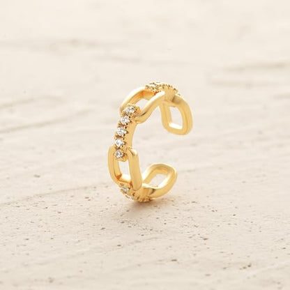 Women Ear Cuff Earring Gold Non Pierced Ear Cartilage Clip on Wrap Hoop 14K Gold Filled Tiny Boho Beach Simple Minimalist Delicate Handmade Hypoallergenic Jewelry Gift-Sold as Single/Pair - style: Link