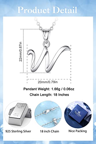 EUDORA Sterling Silver Initial Necklaces for Women, Classic 26 Letter Neckless Gifts for Girls, Sister, Mother Daughter, 18 inch Chain - style: W