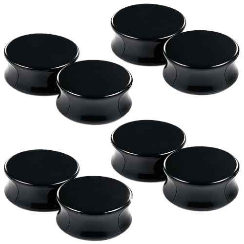 6G-30mm Solid Acrylic Black Gauges for Ear lightweight Tunnels Double Flared Saddle Ear Plugs Tunnels Earrings for Women Men - color: 18mm = 11/16 inch