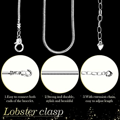 Hicarer 27Pcs Snake Chain Bracelet Charm Bracelets - size: 6.3 Inch
