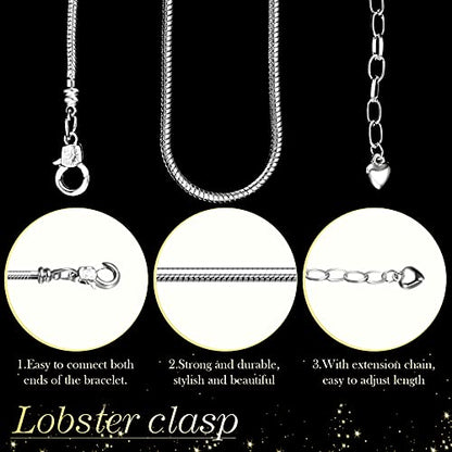 Hicarer 27Pcs Snake Chain Bracelet Charm Bracelets - size: 6.3 Inch
