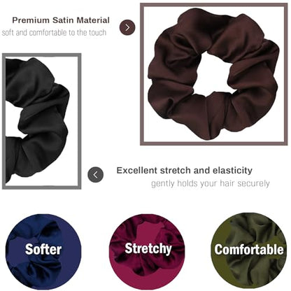 IVARYSS Scrunchies for Hair Sleep, Premium Satin Soft Than Silk for Women Curly Hair, Cute Bands Ties for Girls Thin | Thick Hair Styling, 12 Pack, Dark - color: Dark Scrunchies