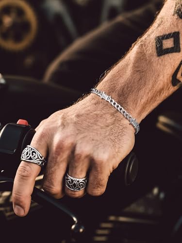 Bandmax Barbed Wire Chain Bracelets for Men Women Stainless Steel/Black/Gold Thorn Cuban Link Bracelet Adjustable Punk Emo Style Jewelry Gift - color: 04 5MM-Silver Tone