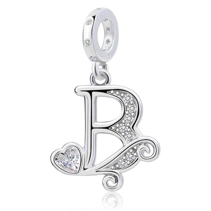 925 Sterling Silver Letter Charms for Pandora Bracelets Silver Letter A Alphabet Charm Initial Dangle Charms Beads Jewelry Gift for Women - style: Dangle Letter Charm B