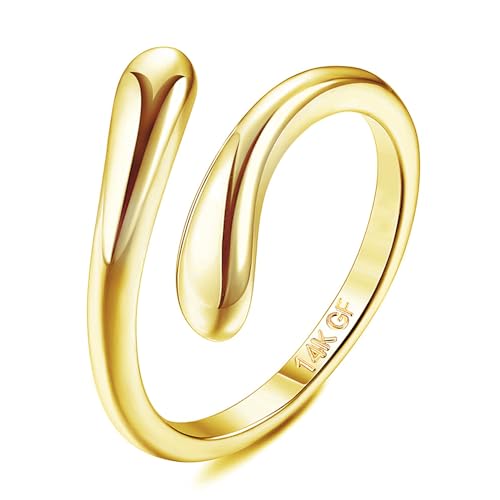FASACCO 14k Gold Fillled Toe Rings for Women Non Tarnish, Dainty Hug CZ Band Toe Rings Gold Adjustable Open Toe Ring Summer Beach Foot Jewelry for Women - style: hug