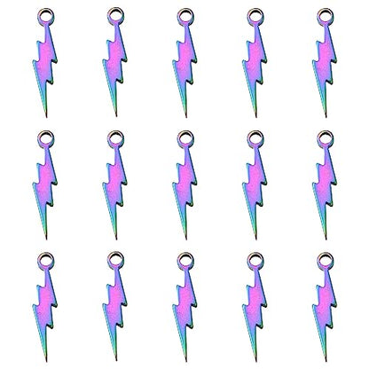 LiQunSweet 30 Pcs Electroplating Flash Shape Weather Themed Charms Celestial Thunder Blot Lightning Charms for DIY Jewelry Making - color: Lightning Charms_30Pcs