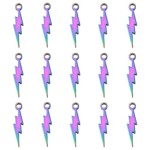 LiQunSweet 30 Pcs Electroplating Flash Shape Weather Themed Charms Celestial Thunder Blot Lightning Charms for DIY Jewelry Making - color: Lightning Charms_30Pcs