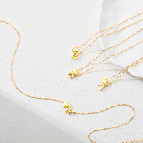 Gold Initial Necklace for Women,Letter A-Z Heart Necklace | 14k Gold Plated Necklaces Personalized Pendant Necklace Tiny Choker Chain Necklaces Birthday Gifts for Women Jewelry - color: Gold-W