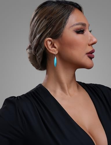 Oval Drop Earrings for Women, Long Thread Dangle Earrings, Colorful lightweight aluminum alloy, Suitable for Jewelry Gifts and Valentine's Day - color: Light blue