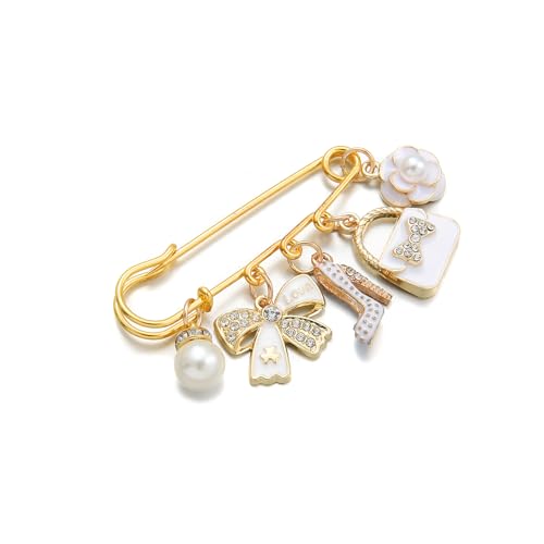 PHAETON 10PCS Elegant Retro Women Brooch Pin with Butterfly Bow, High-heel Shoes, Handbag, Flower, Pearl Pendant for Women Girls Gift